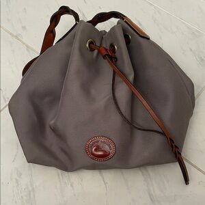 Dooney&Bourke Gray Canvas with Leather Drawstring Bag